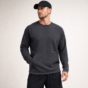 Lululemon At Ease Crewneck Pullover Textured Sweatshirt Heather Black Mens Large